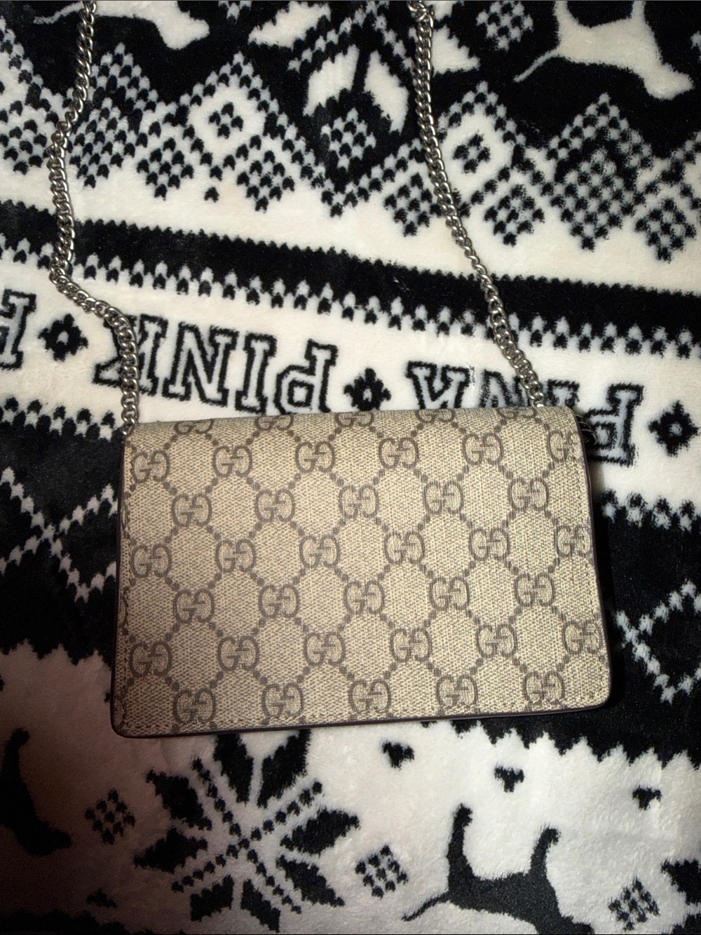 Gucci Beige/Tan Dionysus GG Supreme Mini Shoulder Bag with Chain - Picture 5 of 6